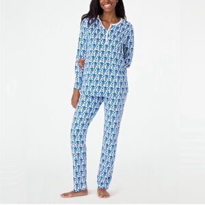 Roller Rabbit XS LS Blue Elephant Print Pajamas